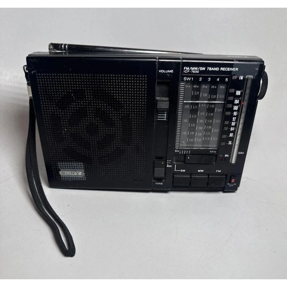 Sony ICF‑7600 FM/MW/SW 7‑Band Receiver – Tested Working + Lanyard